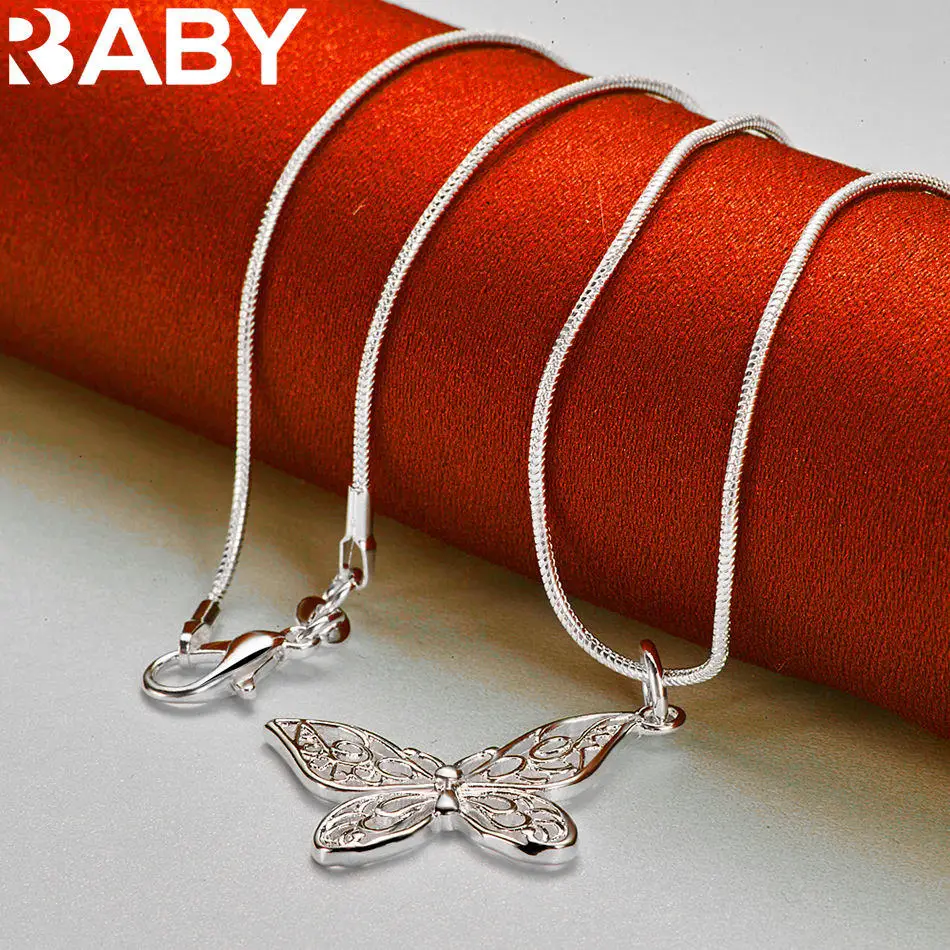 URBABY 40-75cm 925 Sterling Silver Hollow Butterfly Pendant Necklace For Women Charm Trend Birthday Gifts Fashion Party