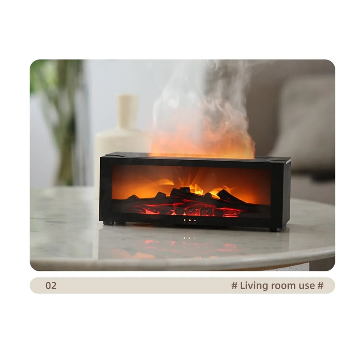 Fireplace Flame Humidifier Bedroom Lasting Fragrance Machine Simulated Flame Aromatherapy Machine Black