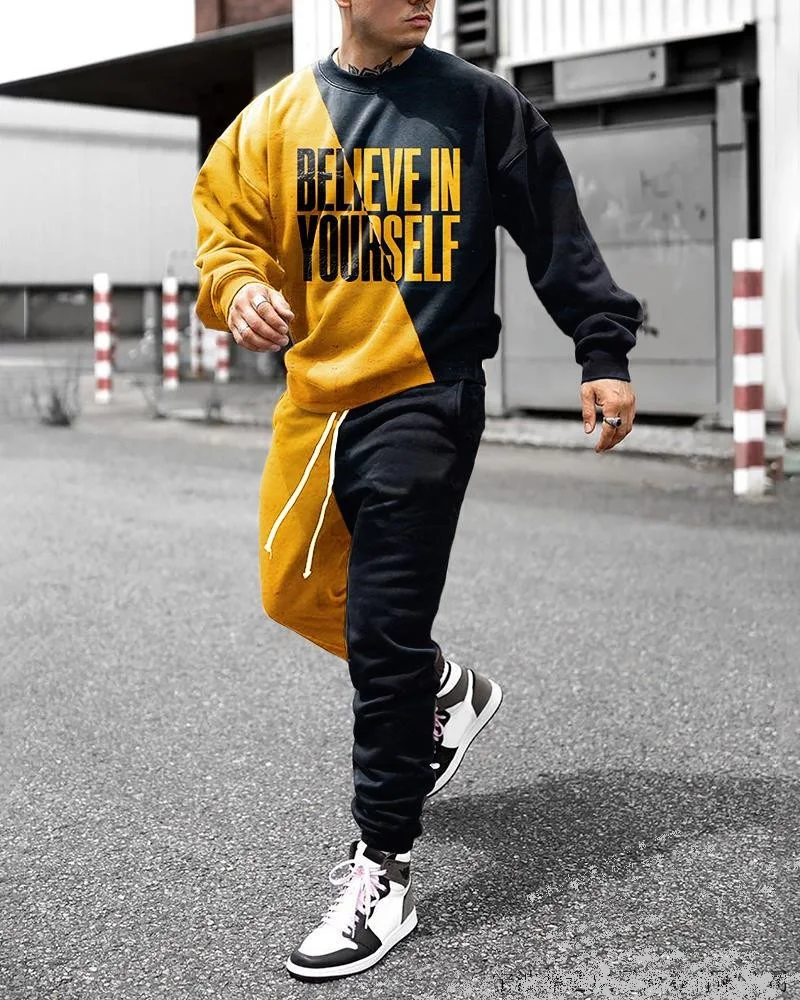 Tracksuit O Neck Loose Clothes Man Long Sleeve Shirt Set 2 Piece Spring/Autumn Sports Suit Casual Streetwear 3D Lion Printed