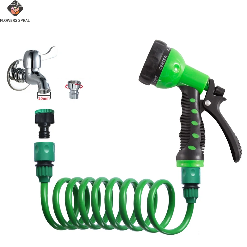 

Garden Irrigation Water Pipe Nozzle, 7-Function Nozzle Water Gun, Car Wash Cleaning Spring Pipe, EVA Hose Cleaning Tool