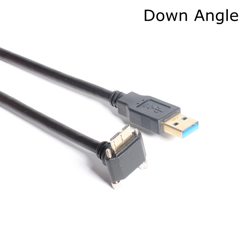 USB 3.0 A male To Micro B Cable left right up down angle 90 Degree male With Locking Screws 5Gbps 0.3m 1m 1.8m 1FT 6FT