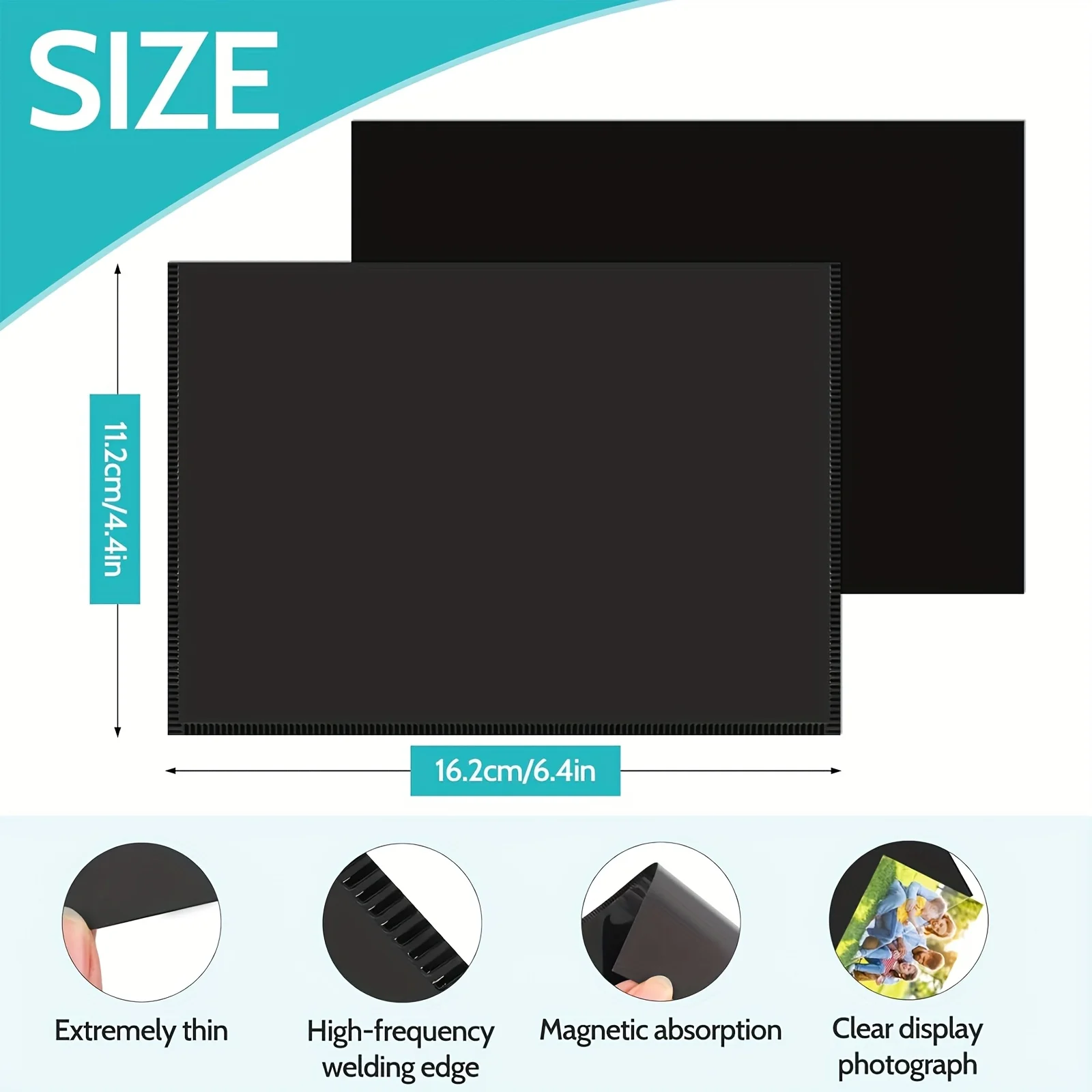 Magnetic Photo Frame Set 4x6 Inch, 5-Piece Black Picture Frame with Magnetic Backing for Refrigerator, Office, Metal Surfaces​
