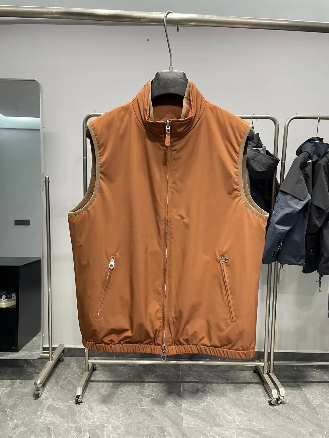 

Итальянский хлопковый двусторонний жилет, роскошный мужской модный осенне-зимний хлопковый жилет с воротником-стойкой