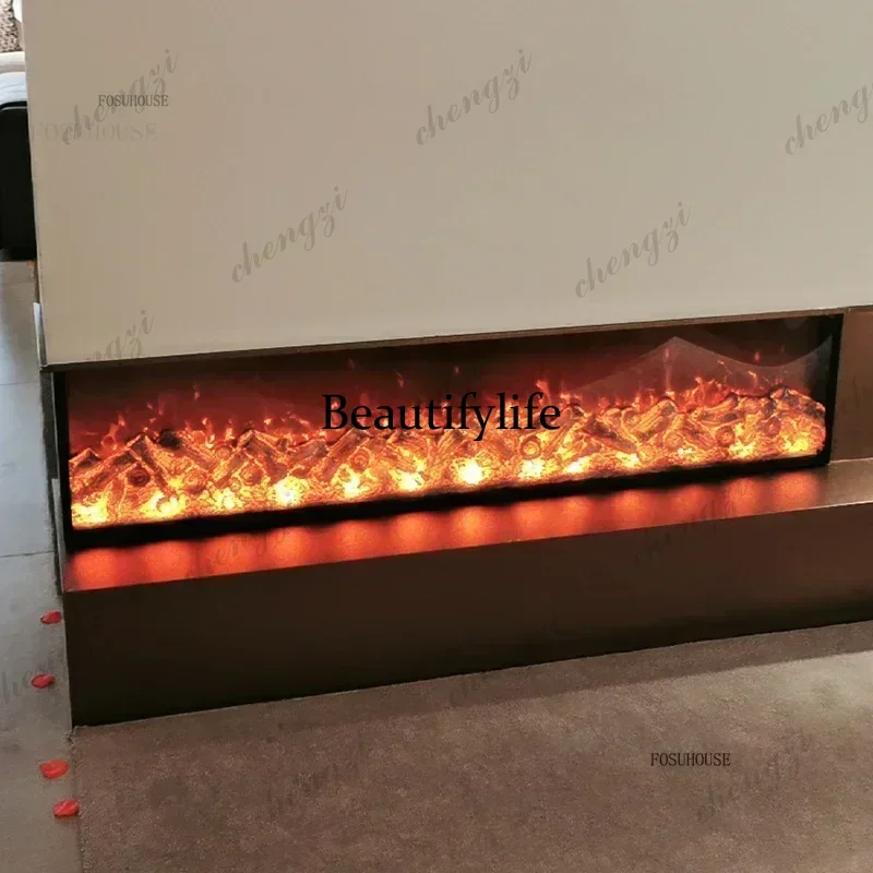 European Living Room TV Cabinet Fireplaces High-end Built-in Fireplace Electronic False Flame Heater Hotel Decorative Fireplaces