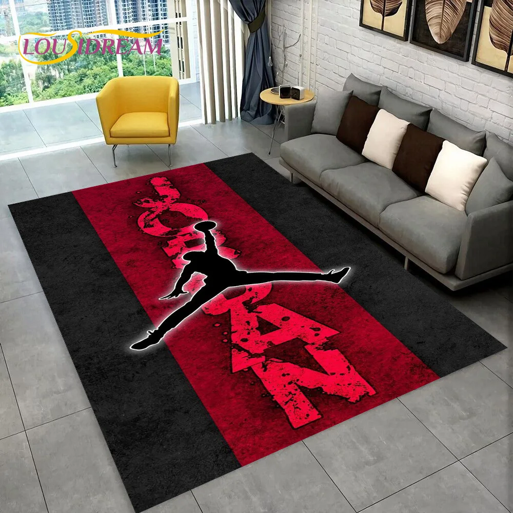 3D Basketball Art Logo Area Rug,Carpets Rug for Living Room Bedroom Sofa Doormat Decoration,Kids Non-slip Floor Mat Motorcycle