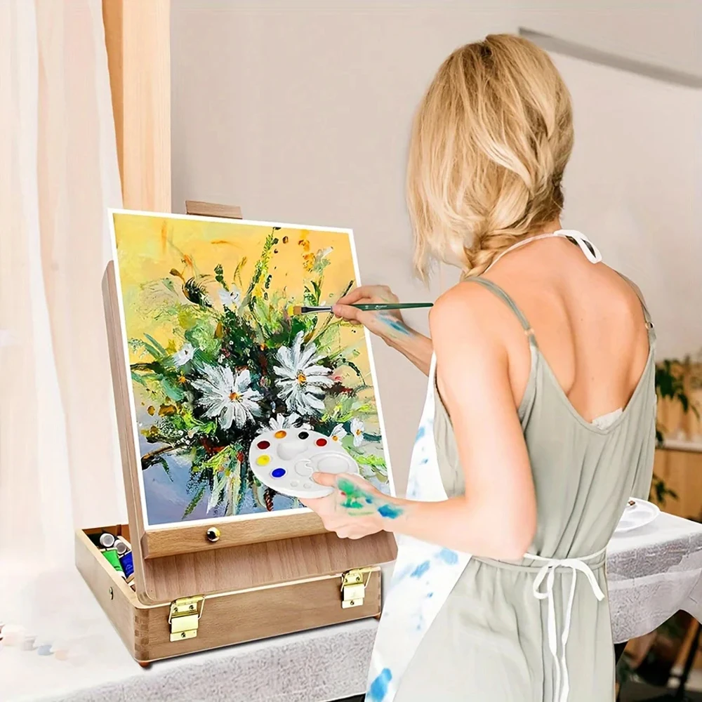 

Handheld Painting From Life Oil Box Case Traditional Painting Sketch Easel Portable Art Toolbox Desktop Painting Frame