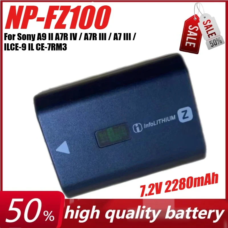 

7.2V 2280mAh NP-FZ100 Camera Battery for Sony A9 II A7R IV / A7R III / A7 III /ILCE-9 IL CE-7RM3 + BC-QZ1 Charger