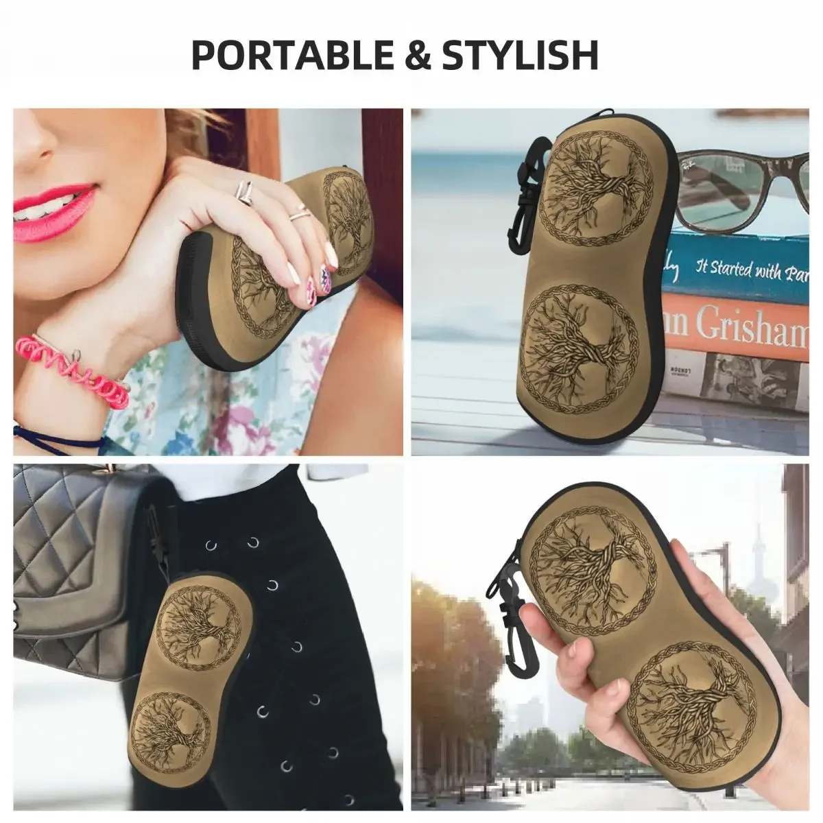 Tree Of Life Sepia Eyeglass Glasses Case Men Women Soft Vikings Yggdrasil Sunglasses Protective Pouch