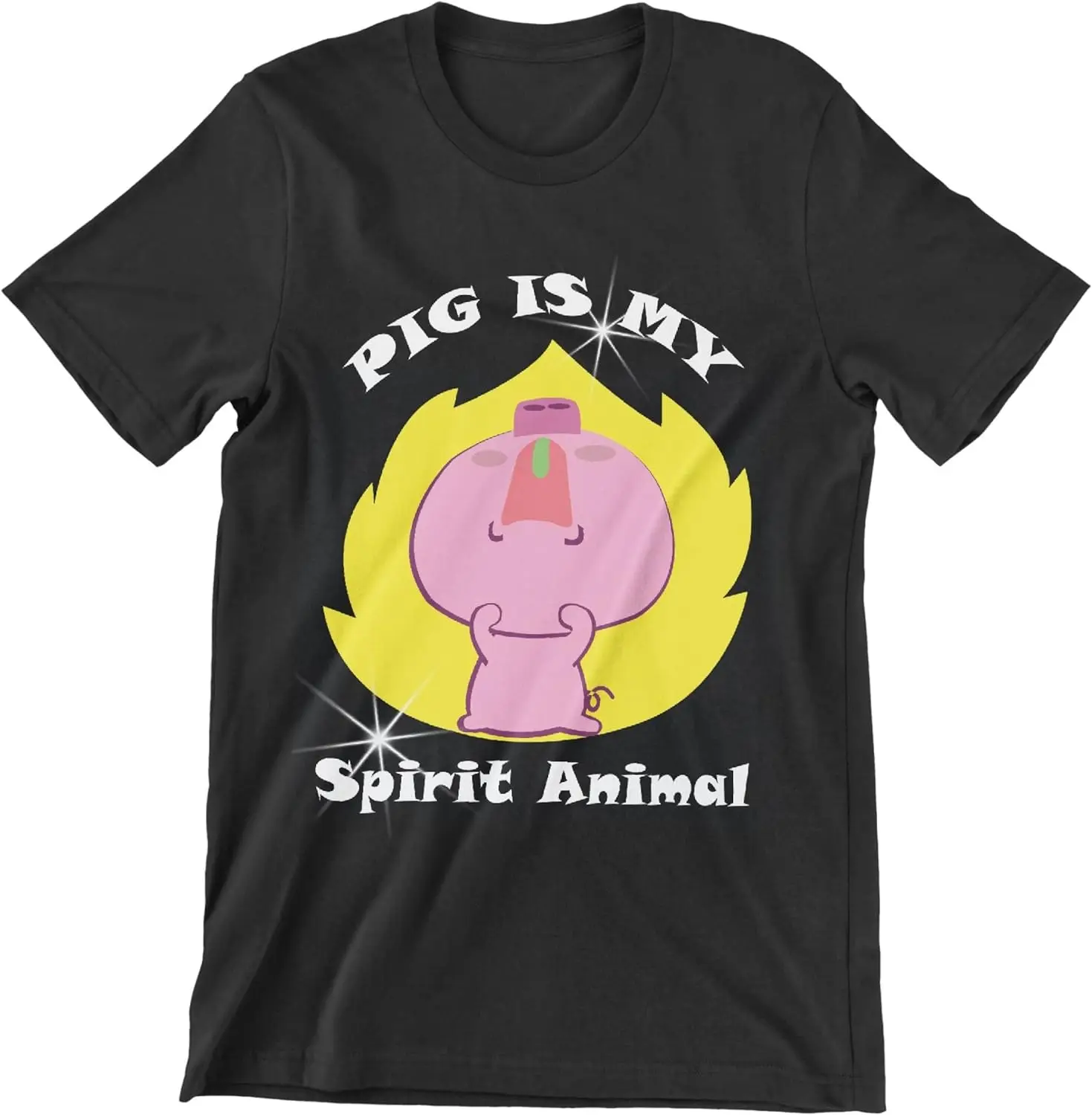 

Pigs is My Spirit Animal T-Shirt Short Sleeve Gifts Classic Funny Animal Tee-100% Cotton XXS for Kids Black