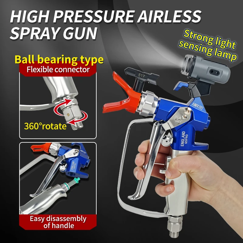 

Airless paint sprayer gun, 4 finger, 3600psi, 24.8mp 517 tip with guardIntelligent sensor light