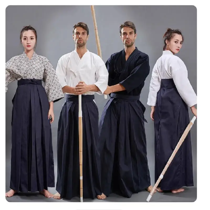 

High Quality Japanese Dobok Ties Sets Kendo Iaido Aikido Hapkido Hakama Martial Arts Uniforms For Men Women Size XXS-3XL
