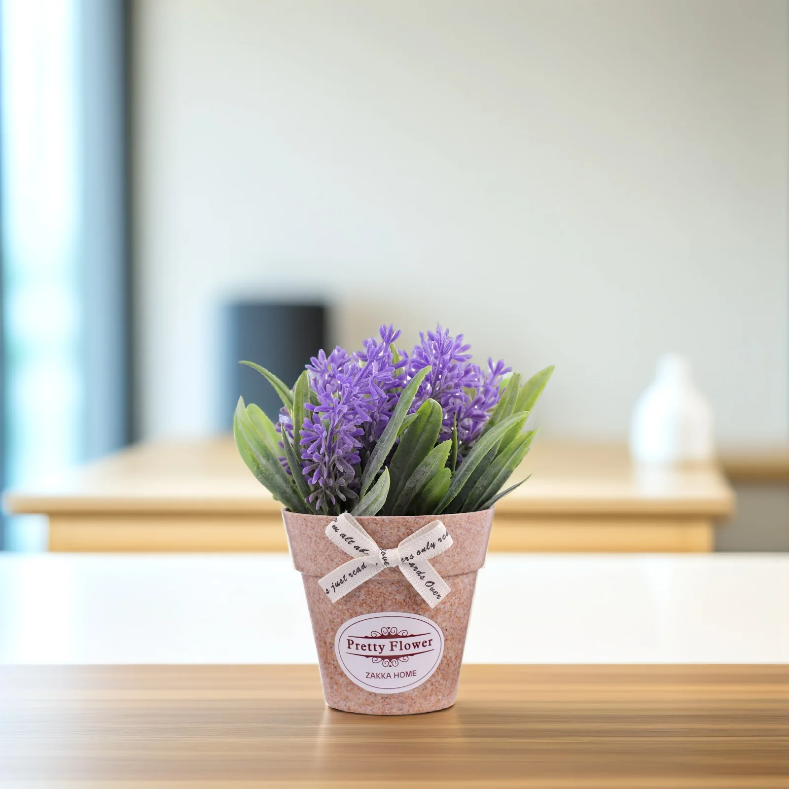 1 Uds. Bonsái de albahaca Artificial, adorno de planta de simulación, decoración en maceta realista para el hogar, oficina, escritorio, gabinete, decoración púrpura