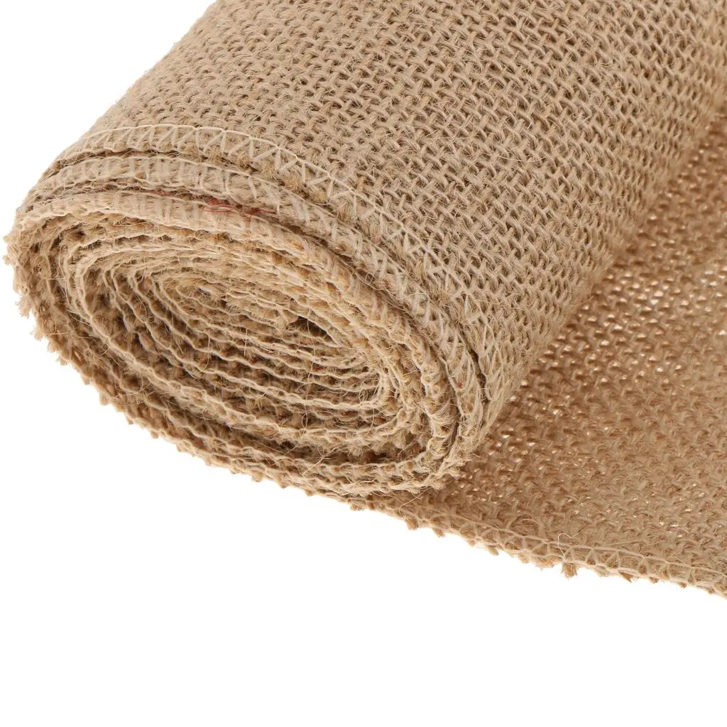 Christmas Crafts Material Rustic Burlap Linen Roll Wide Ribbon for Holiday Party and Wedding Decor