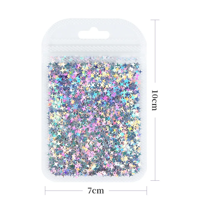 12 zakken vierzijdige stervorm nail art glitter vierhoekige ster laser pailletten voor doe-het-zelf ambachten, nail art decoratie, make-up stickers