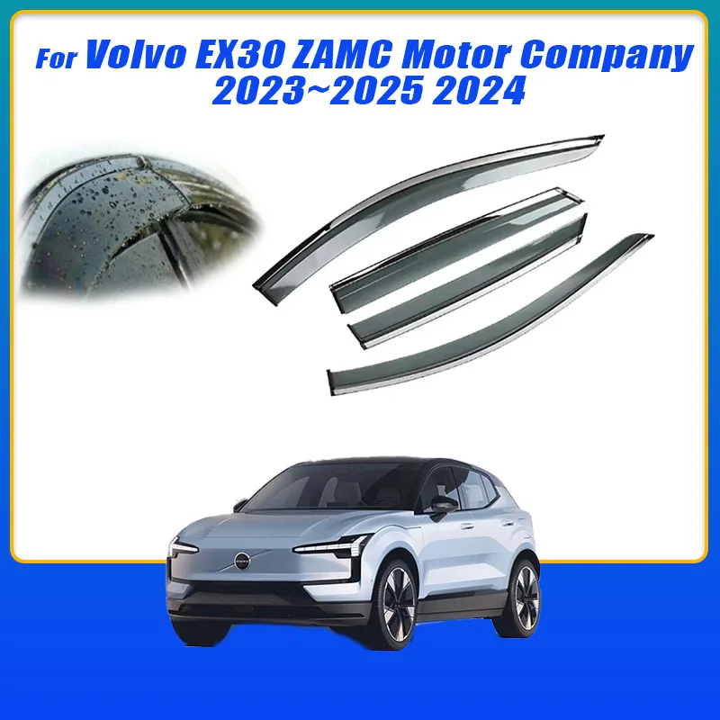 4x For Volvo EX30 ZAMC Motor Company 2023~2025 2024 Guards Windshield Car Side Window Visors Trim Rain Eyebrow Accessories