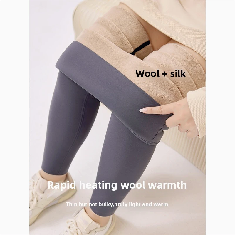 Pantaloni invisibili con cavallo aperto da donna da indossare all'esterno in autunno e inverno, vita alta, addome, senza attrezzatura, grasso di velluto mm100 kg