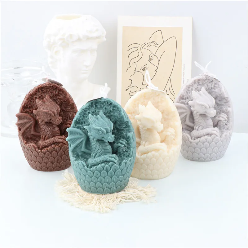 3D Dragon Egg Candle Silicone Mold Handmade Gypsum Candle Making Resin Plaster Mould Soy Wax Soap Silicone Molds Desktop Decor