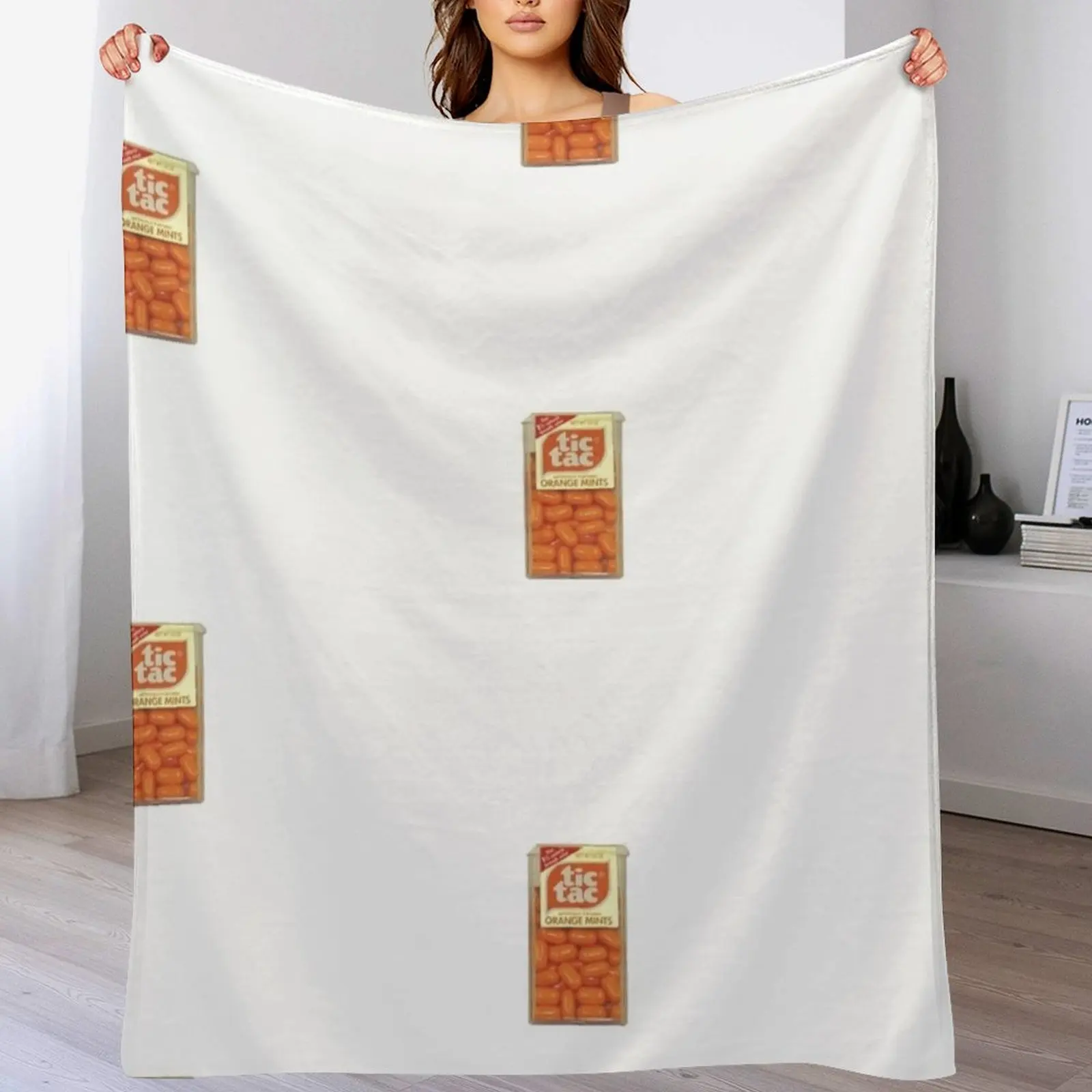 

Orange tic tac design Throw Blanket Soft Solid Color Blanket for Couch Bed