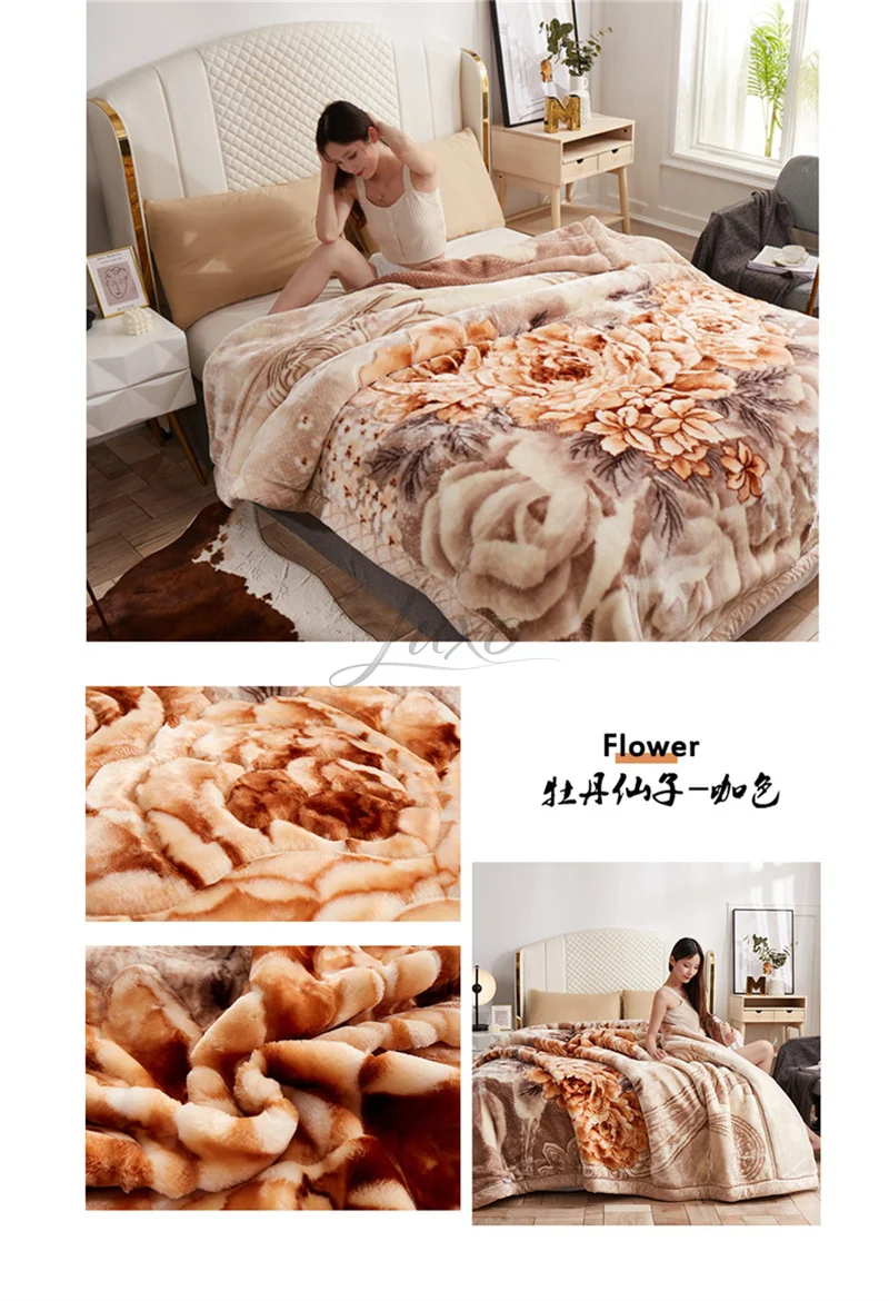 New Warm Weighted Blankets for Beds High End Thicken Warmth Raschel Blanket for Winter Autumn Double Side Plush Comforter Quilt