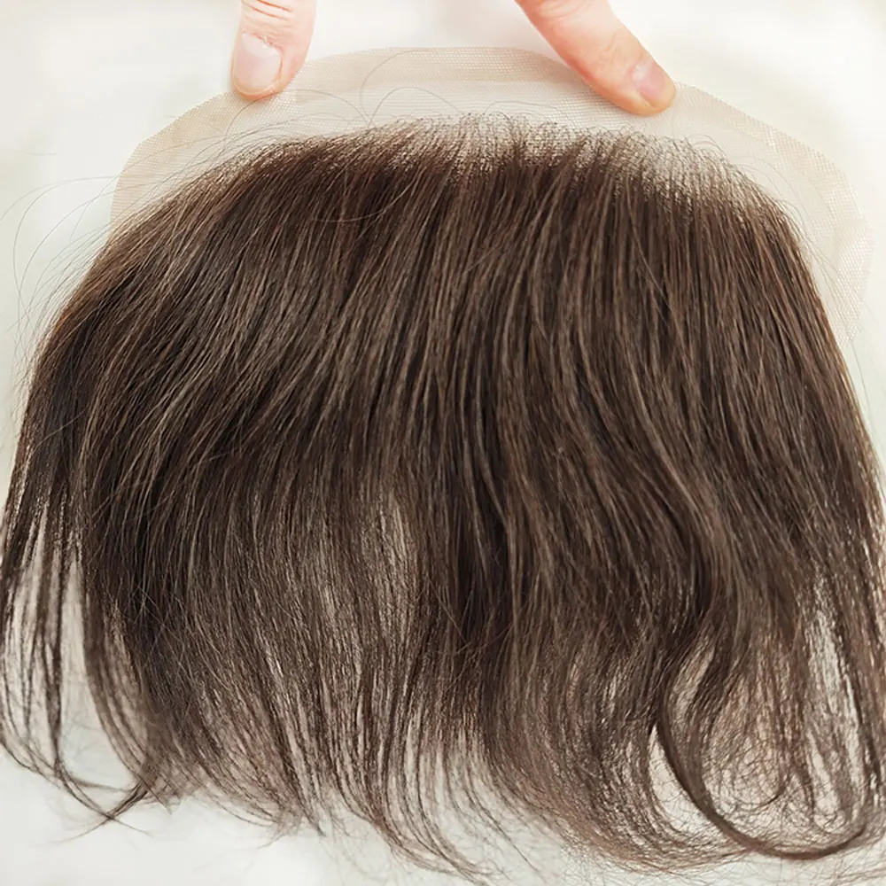 人毛フロントヘアライン交換システム-vループトッパー-自然なヘアピース付き-男性用-スイスレース-157x708インチ-ダークブラウン
