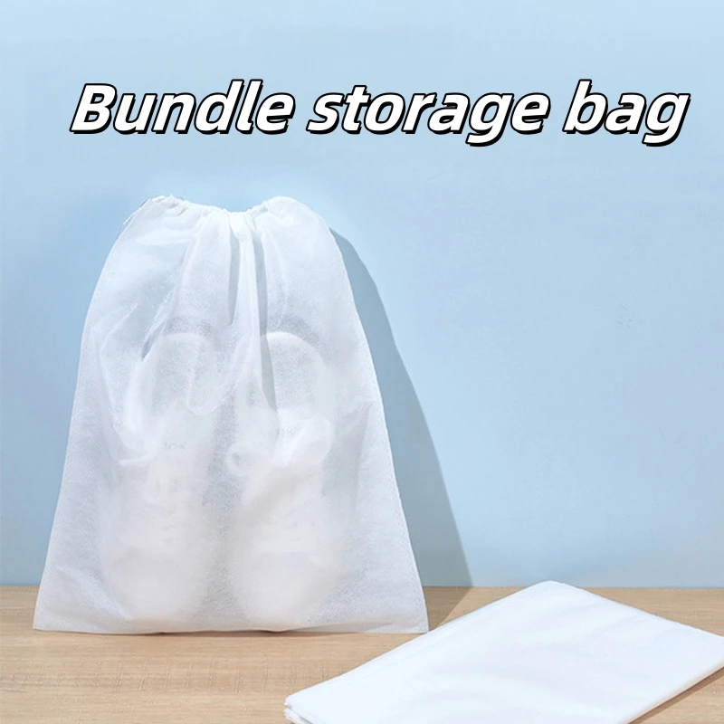 10Pcs Shoe Storage Bags, Shoe Drying Bags, Portable Non-Woven Drawstring Shoe Covers for White Shoes, Anti-Yellowing, Thickened for Dust and Mold Protection, Household Storage Supplies