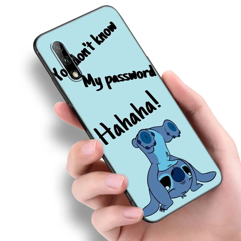 Cute Kawaii Stitch Phone Case For Huawei Y6 Y7 Y9 Prime Y5 2018 2019 2020 Y5P Y6P Y7P Y8P Y6S Y8S Y9S Y7A Y9A Soft Black Cover