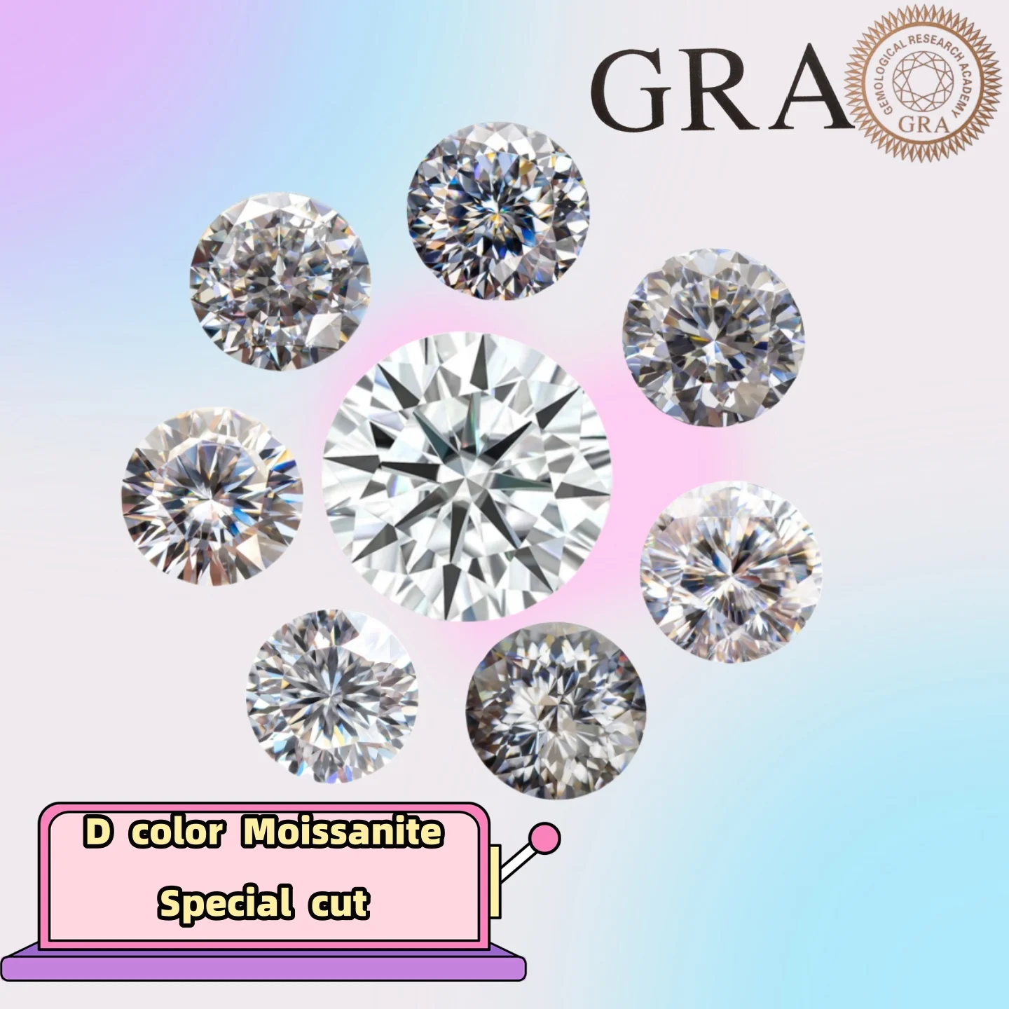 D Color VVS1 6.5MM 1CT Real Moissanite Round Shape 6 Cutts With GRA Certificate Loose Brilliant Beads for Fine Jewelry Make