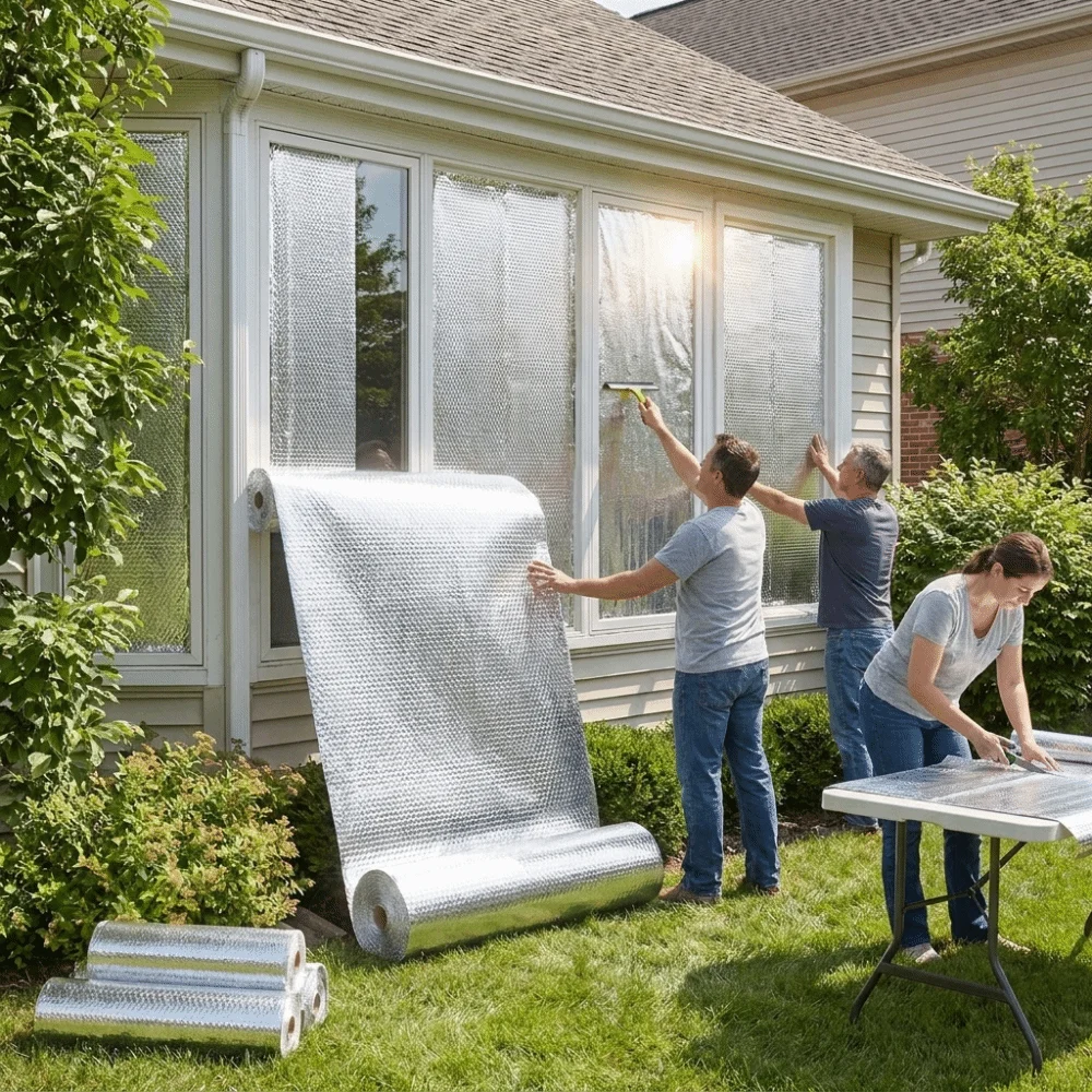 Self-adhesive Roof Insulation Film Heat Insulation Aluminum Foil Full Blackout Film Light Blocking Anti UV Shading Film