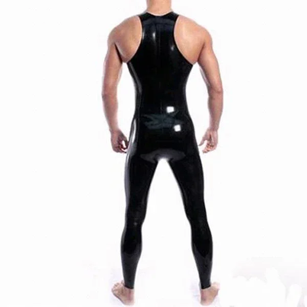 

Cool Rubber Latex Men Pure Black Sexy Tight Racing Suit Size S-XXL