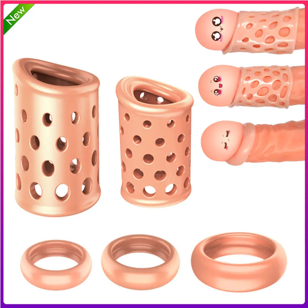 5PCS Foreskin Correction Seleve for Men Breathable Penis Rings Cockrings Delay Ejaculation Adult Male Chastity Device Sex Toys