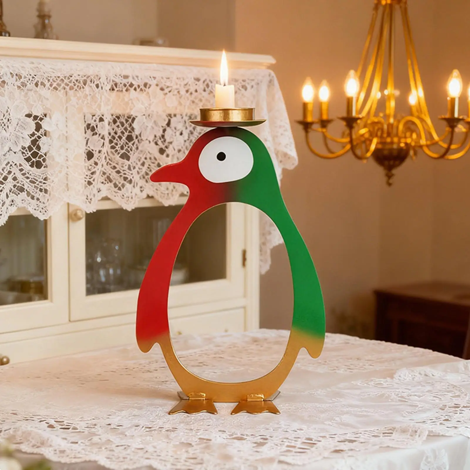 Tea Light Candle Holder Penguin Design Centerpiece Ornaments Animal Candle Holder For Christmas Thanksgiving Holiday Wedding view 2
