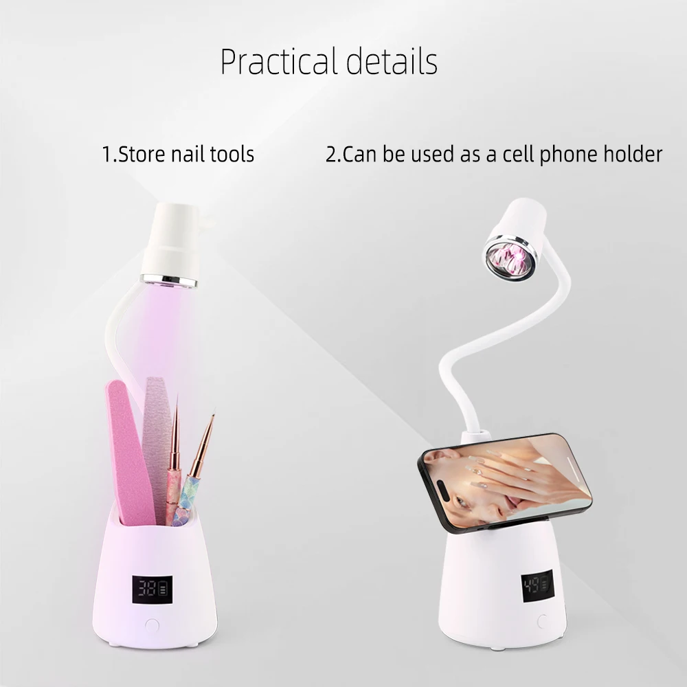 مصباح فلاش صغير للعلاج بقدرة 18 وات، مصباح أظافر محمول قابل لإعادة الشحن، بطارية لاسلكية قوية لعلاج الجل