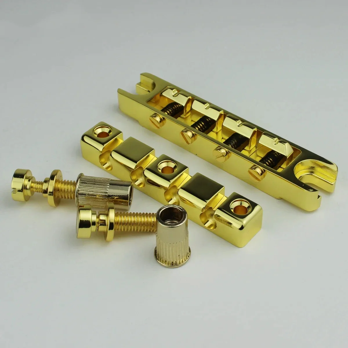 

4-string high-mass bass bridge with Vintage , chrome steel machined back piece