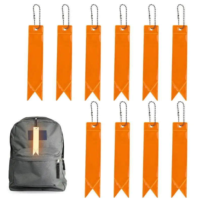 10PCS Reflective Keychain Pendant Safety Reflector Bag Pendant Keyrings Accessories For Child Adults Night Walking Safety Gear