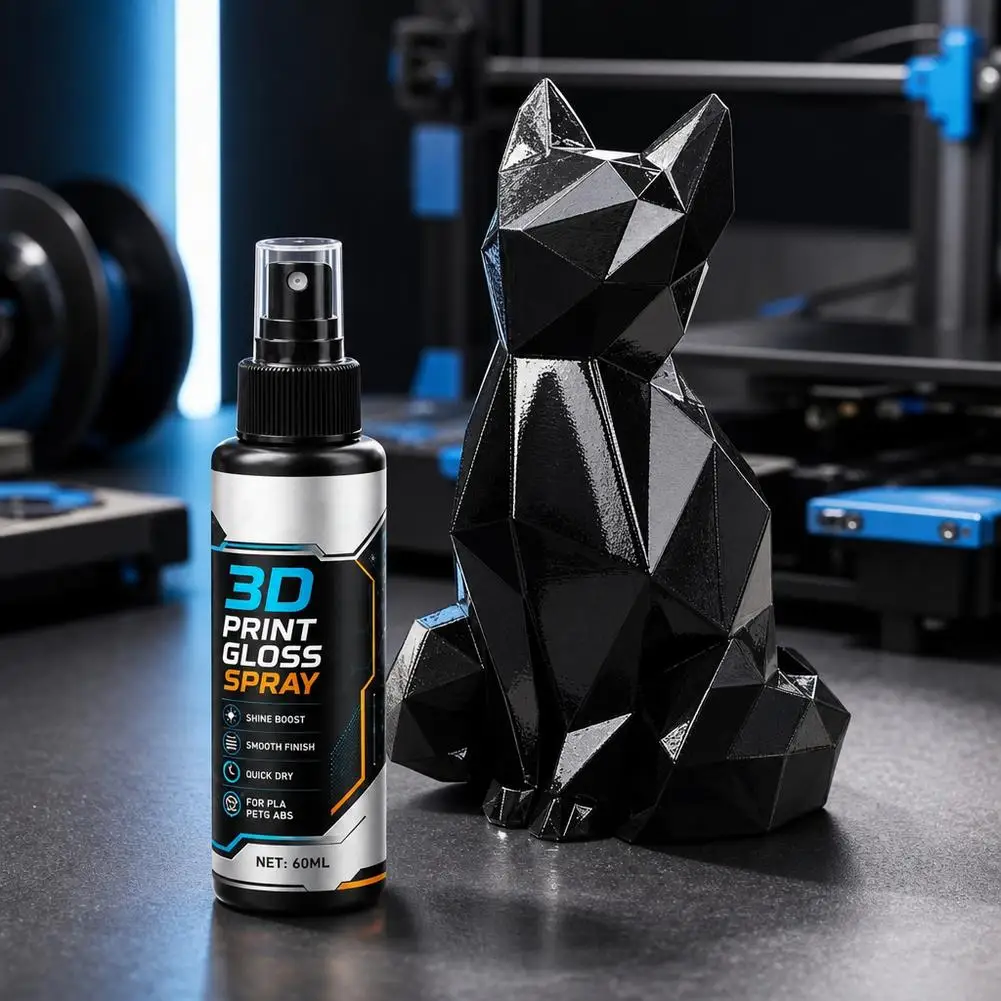 3D Print Gloss Spray Quick-Dry Shine Enhancer for PLA ABS Figurines 3D Printing Figure Brightener High Gloss Coat Spray
