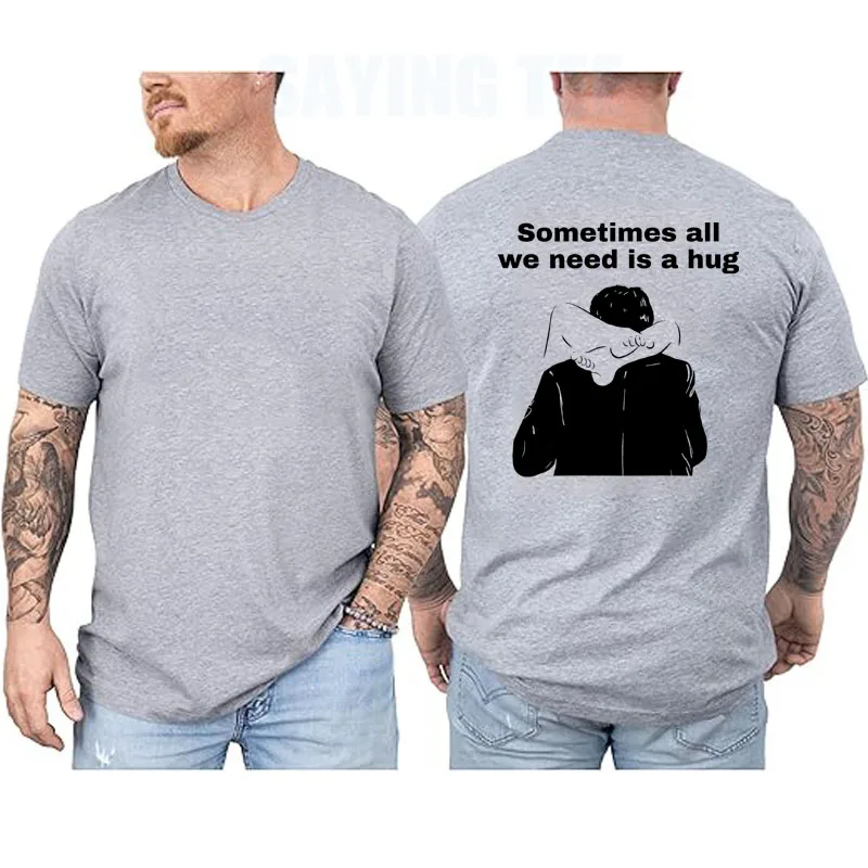 Manchmal brauchen wir nur eine Umarmung. Lustiges, trendiges Meme-T-Shirt, Y2k, humorvolle Comic-Grafik-Bekleidung, personalisiertes, sarkastisches Spruch-T-Shirt – Detail 12