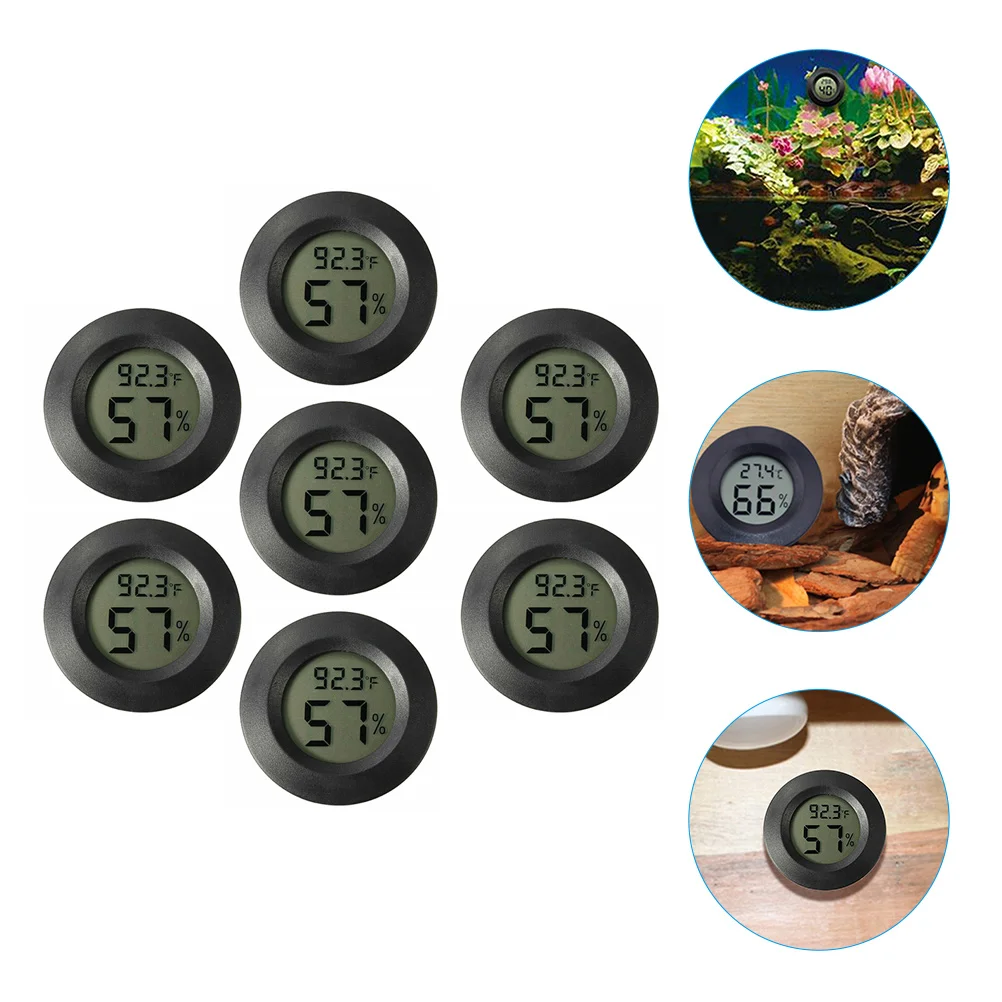 7 Pcs Round -Hygrometer Indoor Digital Hydrometer for Humidity Thermometer Temperature Gauge Humidors Glass Monitor