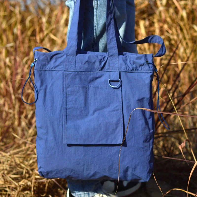 

AETOO Large capacity foldable fashion drawstring bunched shopping bag waterproof color nylon cloth new shoulder bag