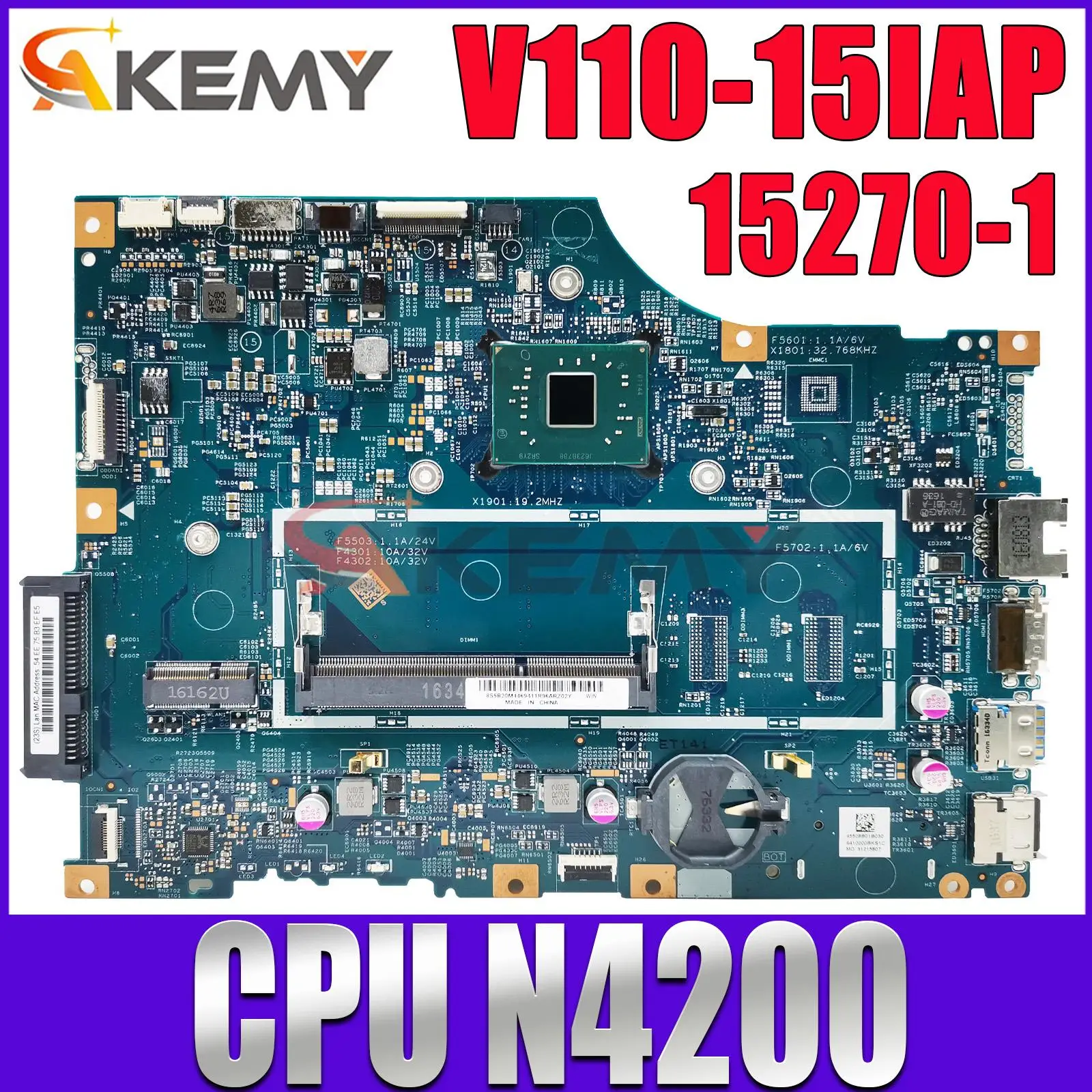 

For Lenovo V110 V110-15IAP Laptop Motherboard 5B20M44694 5B20M44675 With N4200 CPU LV114A 15270-1 448.08A03.0011 DDR3