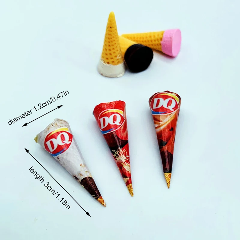 3Pcs Dollhouse Mini Ice Cream Cone Dollhouse Simulation Dessert 1/12 Dolls House Kitchen Food Decorations