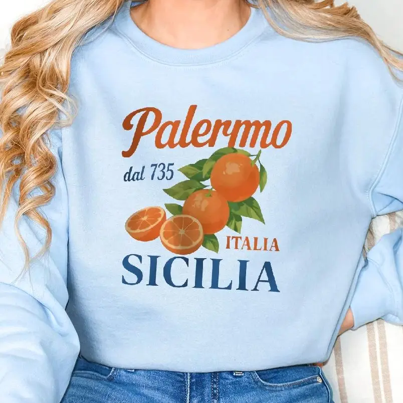 

Unisex Sweatshirt Long Sleeves Casual Y2K Hoodies Stylish Pullover Daily Wear Multiple Colors Versatile Sicilia Orange Italia