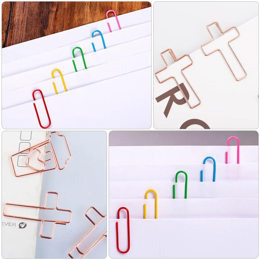 12Pcs Cross Paper Clips Metal Bookmark Clips Bible Paper Clips Memo Clamps Special-Shaped Paper Clip Courier Clip Office Folder