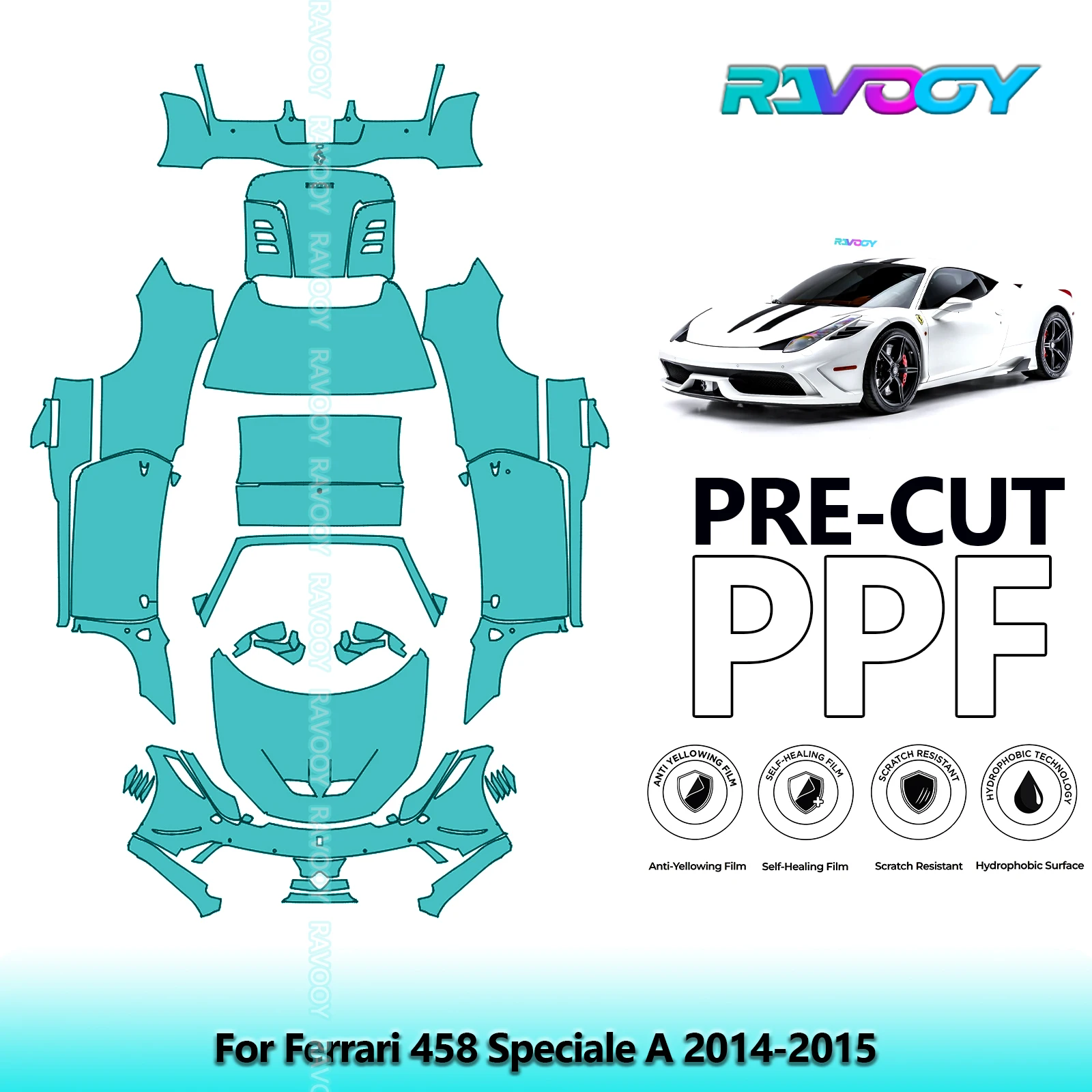 

Car Precut PPF Paint Protection Film Full Vehicle For Ferrari 458 Speciale A 2014-2015