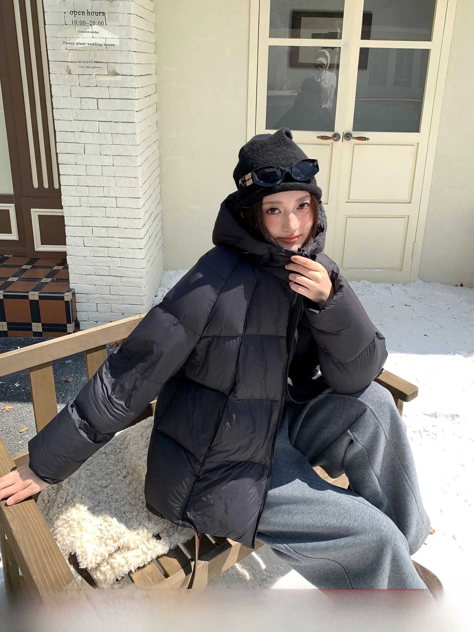 

Bla Goose down Puffer Jaet Women's Winter Large Size Loose Versatile Mid-Length Outerwear Li Xiaoxiao Brand Casual Sle