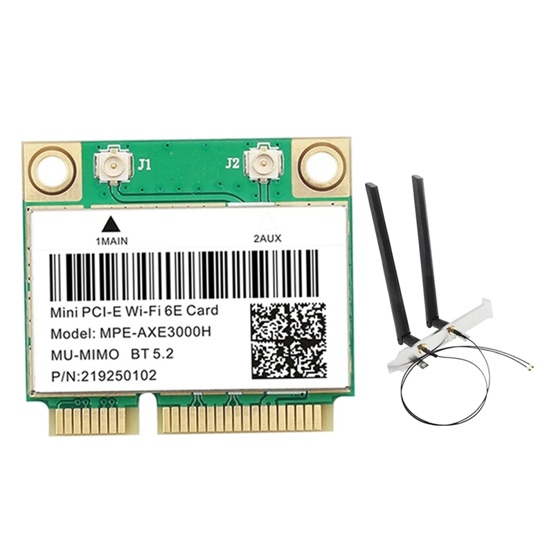 MPE-AXE3000H Wifi Card With Antenna Wifi 6E 2400Mbps Mini PCI-E For BT 5.2 802.11AX 2.4G/5G/6Ghz Wlan Network Card Spare Parts