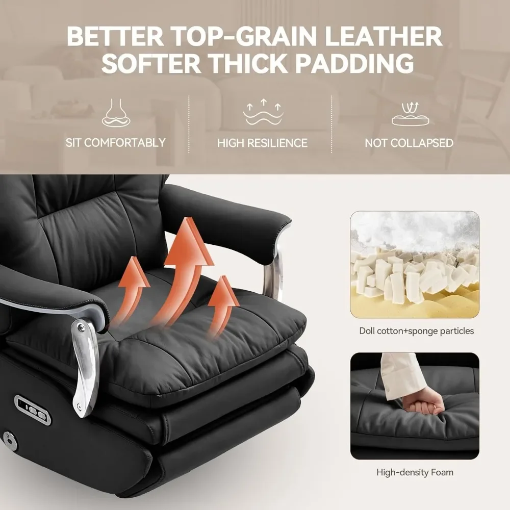 管理オフィスチェア、マッサージ付きの持続可能なレザーホームオフィスデスクとチェア、大きくて快適なコンピュータチェア