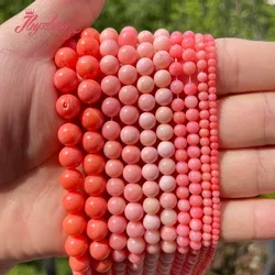 Natural Coral Pink Round Stone Beads For Necklace Bracelets Jewelry Making Spacer Strand 15 Inches 2/3/4/6/8mm DIY Loose Beads