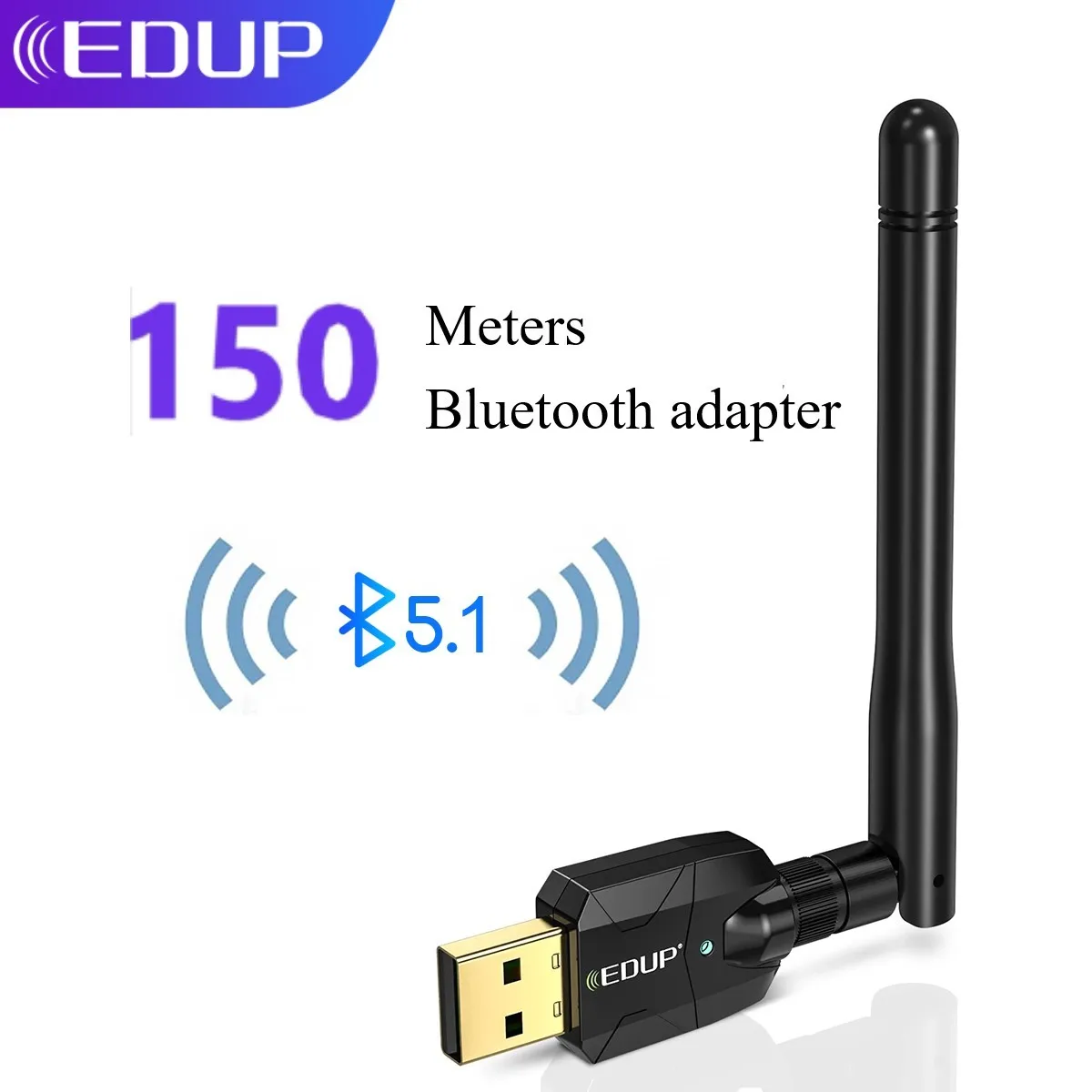 EDUP USB Bluetooth 5.0 5.1 Dongle Adapter 150M Wireless Long Range Speaker Audio Receiver Transmitter Bluetooth For Laptop PC