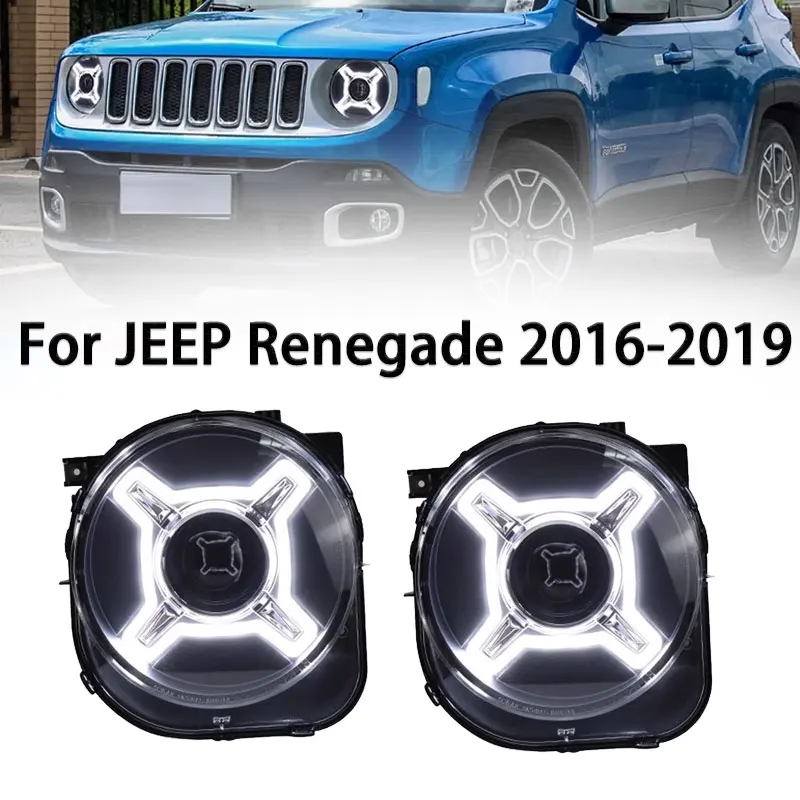 

Автомобильная фара для Jeep Renegade, лампа для фар головного света 2015-2019, фары для Jeep Renegade, сигнал поворота, фара дальнего света, линза проектора Angel Eye