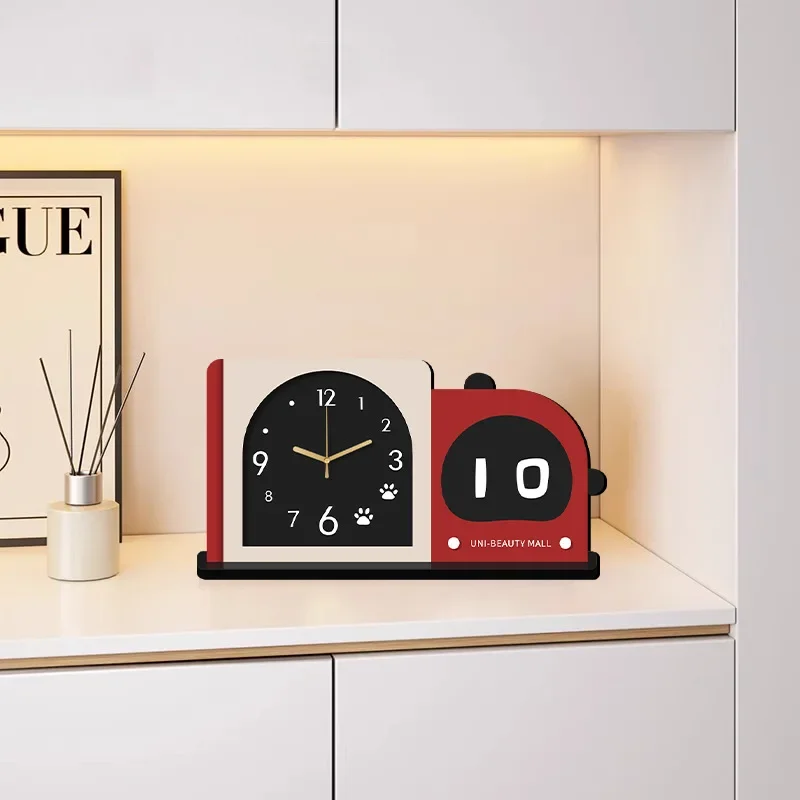 New Arrival Minimalist Artistic Desk Clock - Stylish Tabletop Clock For Living Room, Creative Decorative Clock, Elegant Small Ta